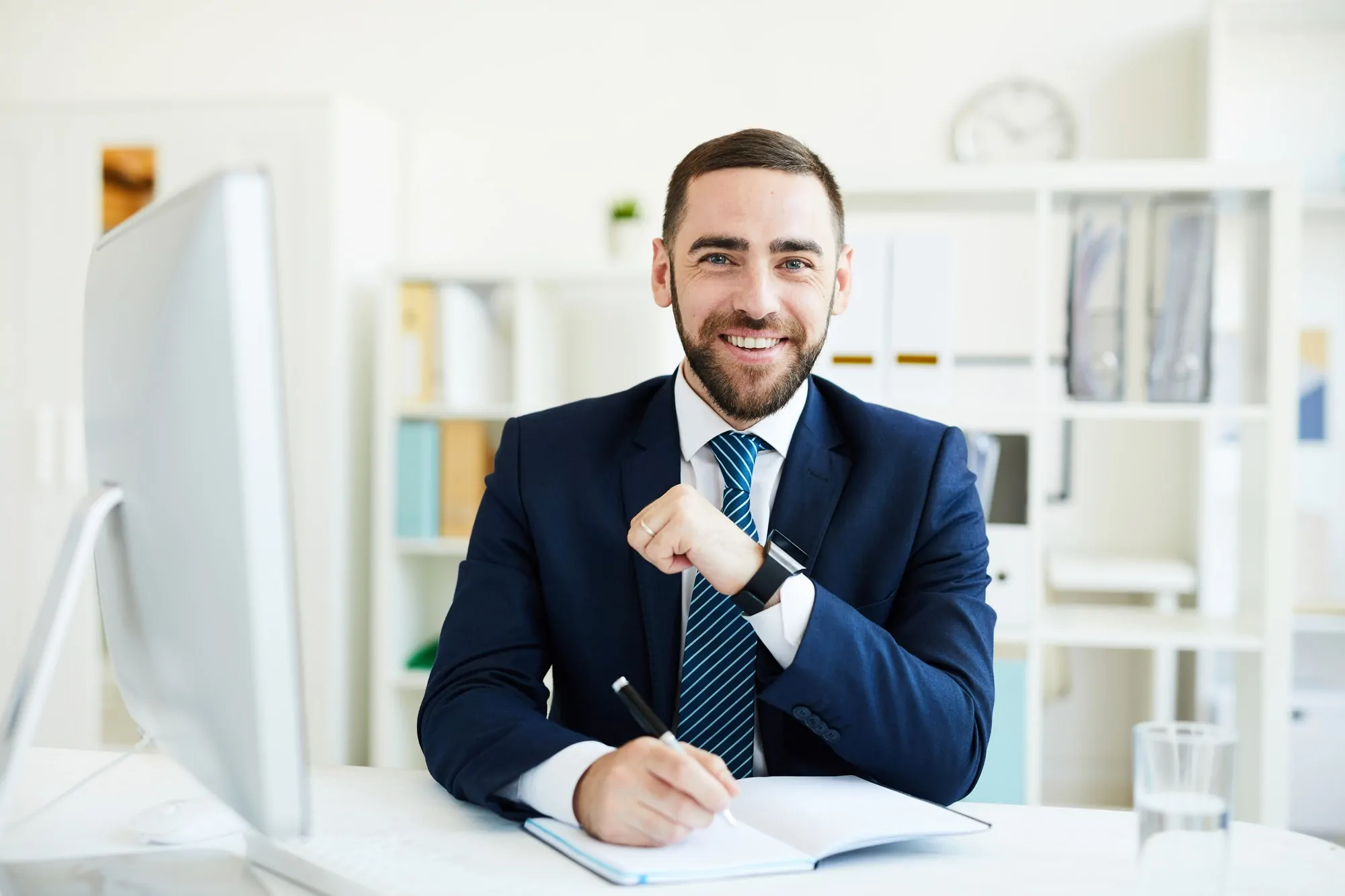 happy ceo at desk